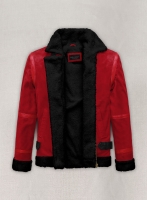 (image for) Lava Red Suede Ryan Reynolds Black Sherpa Leather Jacket