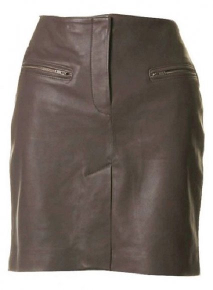 Front Slit Leather Skirt - # 126