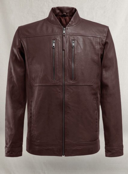 Thunder Storm Burgundy Biker Leather Jacket