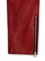 (image for) Cherry Red Electric Zipper Mono Leather Pants