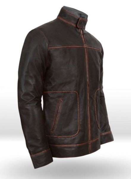 (image for) Reggie Rubbed Dark Brown Leather Jacket