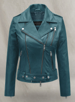 (image for) Prussian Blue Washed & Wax Jessica Alba Leather Jacket #2