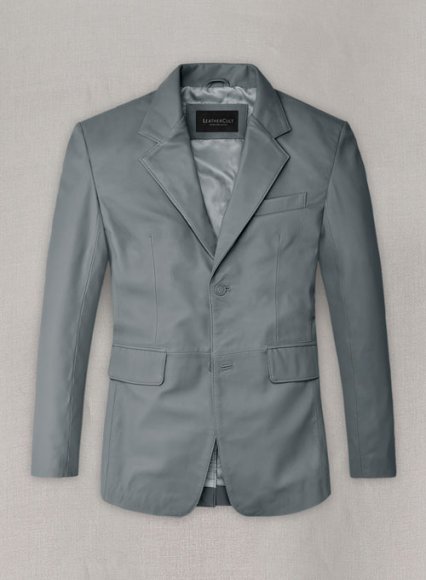 Soft Sherpa Gray Leather Blazer