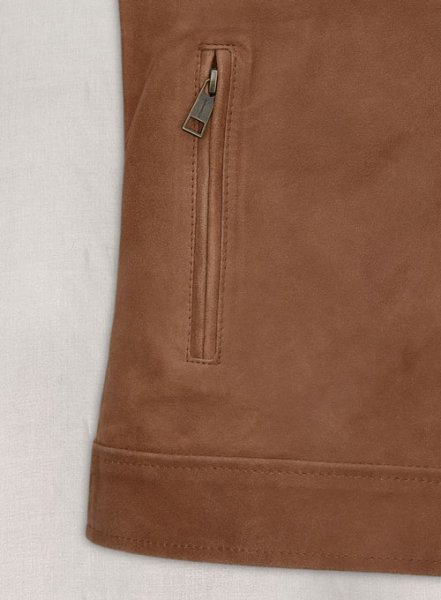 (image for) Light Vintage Tan Hide Leather Fighter T-Shirt Jacket