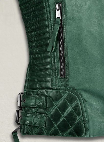 (image for) Charlotte Burnt Green Leather Jacket