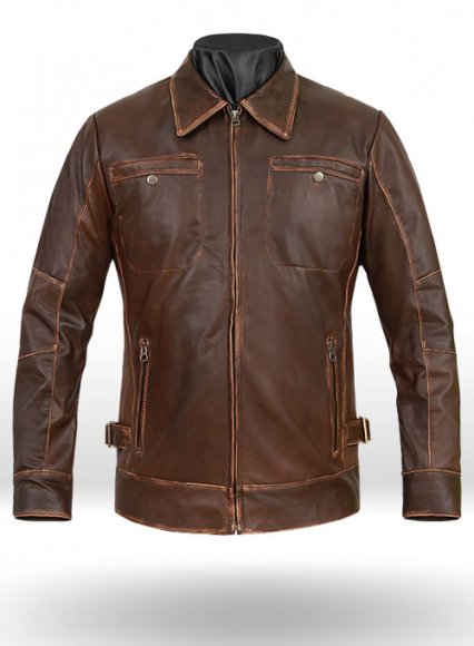 (image for) Espresso Rubbed Tan Leather Jacket