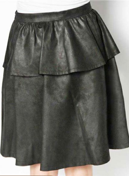 Peplum Flare Leather Skirt - # 415