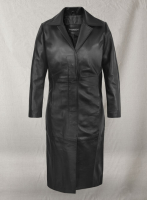 (image for) Black Selena Gomez Leather Long Coat