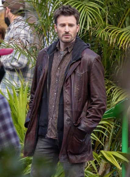 (image for) Chris Evans Red One Leather Trench Coat