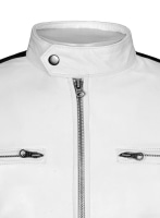 (image for) White Leather Jacket Sportsman Stripe