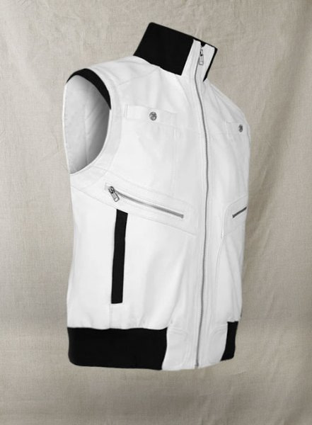 (image for) White Leather Biker Vest # 314