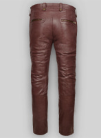 (image for) Soft Maroon Washed & Wax Belafonte Leather Pants