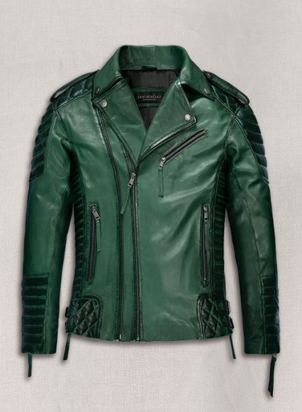 Charles Burnt Green Leather Jacket