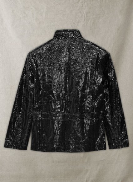 (image for) Snake Emboss Black Leather Jacket #881 - 36 Female