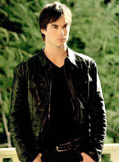 (image for) Damon Salvatore Leather Jacket - Click Image to Close