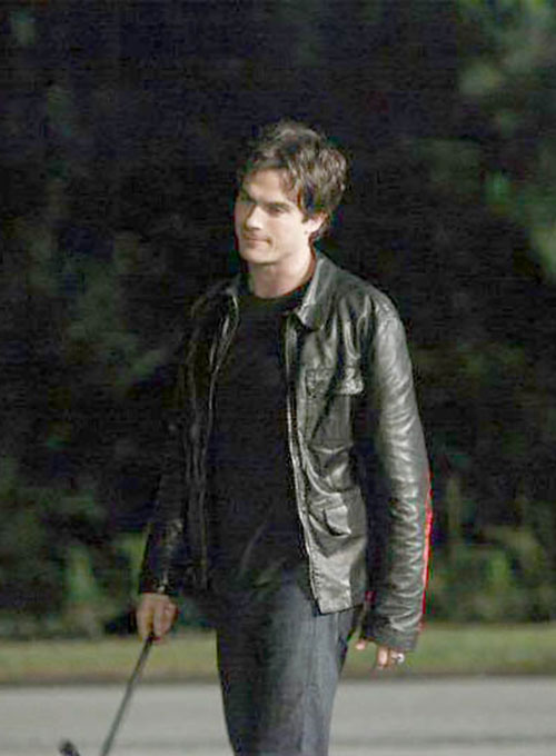 (image for) Damon Salvatore Leather Jacket - Click Image to Close