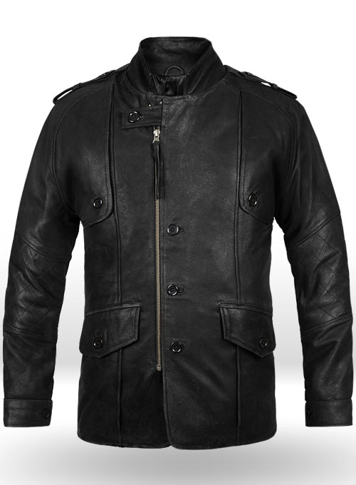 (image for) Distressed Black Leather Jacket # 106
