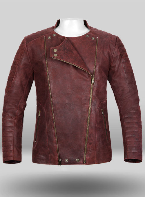 (image for) Dark Vintage Red Leather Jacket # 645 - Click Image to Close