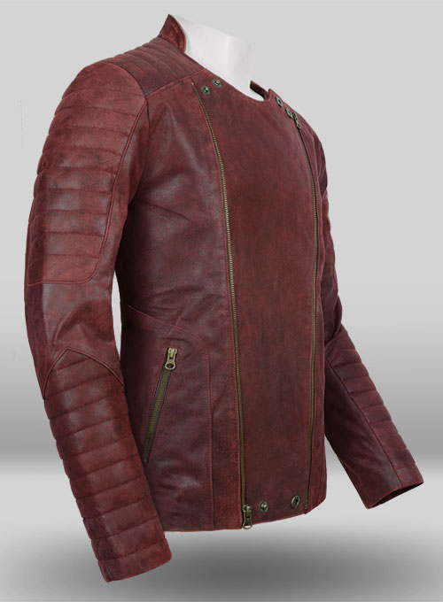 (image for) Dark Vintage Red Leather Jacket # 645 - Click Image to Close