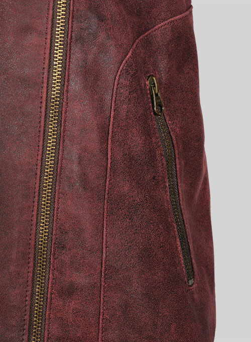 (image for) Dark Vintage Red Leather Jacket # 645 - Click Image to Close