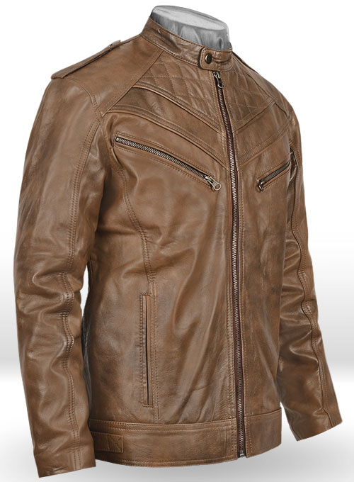 (image for) Espanol Timber Brown Brewer Leather Jacket - Click Image to Close