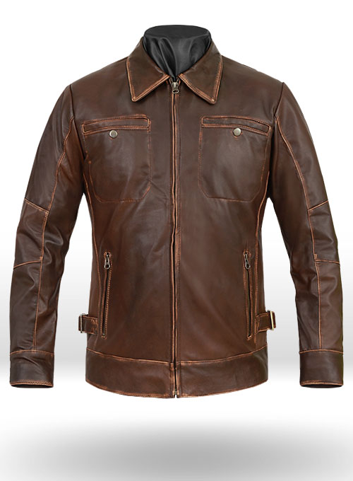 (image for) Espresso Rubbed Tan Leather Jacket - Click Image to Close