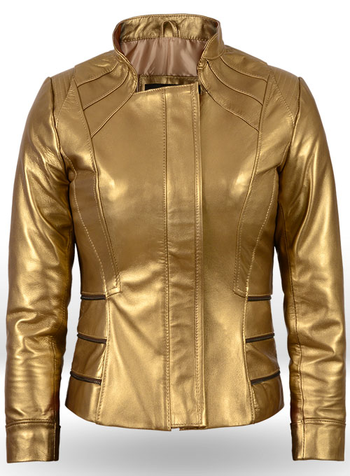 (image for) Golden Fitted Leather Jacket # 521 - Click Image to Close