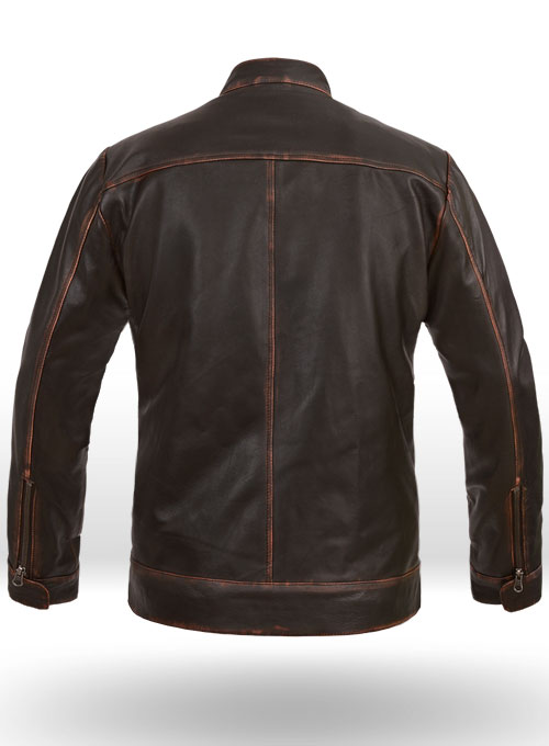 (image for) Reggie Rubbed Dark Brown Leather Jacket - Click Image to Close