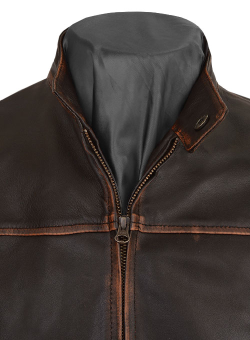 (image for) Reggie Rubbed Dark Brown Leather Jacket