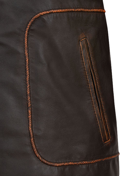 (image for) Reggie Rubbed Dark Brown Leather Jacket
