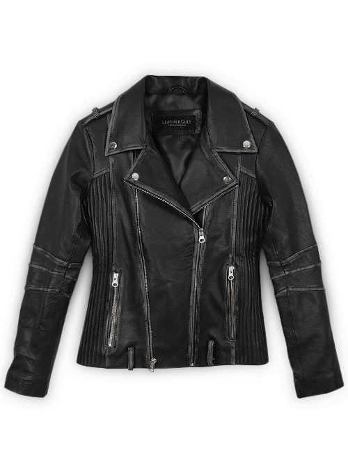 (image for) Rubbed Black Leather Jacket # 234 - Click Image to Close