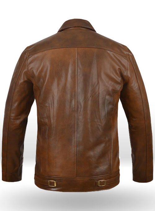 (image for) Spanish Brown The Expendables 2 Jason Statham Leather Jacket - Click Image to Close