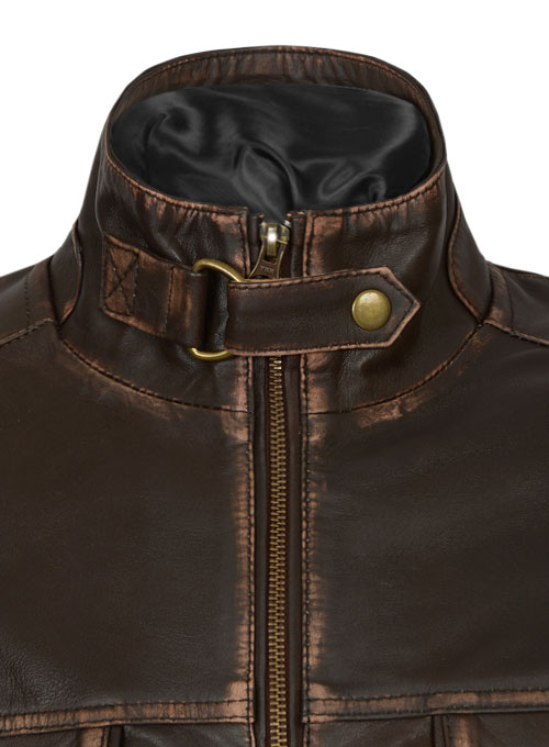 (image for) Tribal Rubbed Brown Leather Jacket