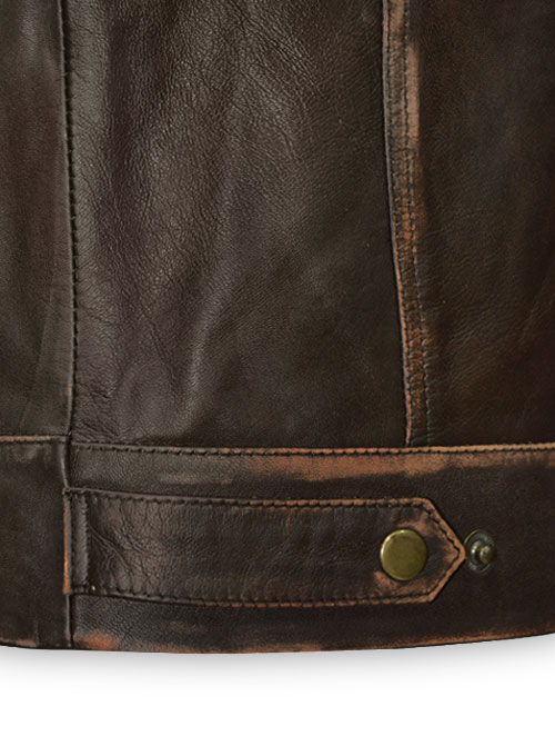 (image for) Tribal Rubbed Brown Leather Jacket - Click Image to Close