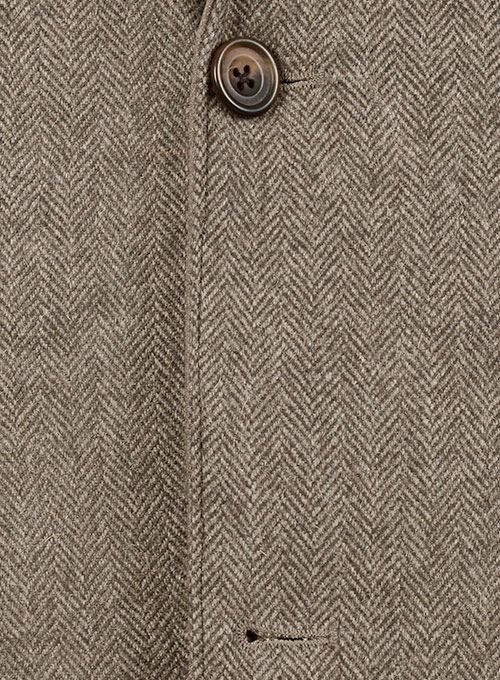 (image for) Vintage Dark Brown Herringbone Tweed Leather Combo Blazer # 652 - Click Image to Close