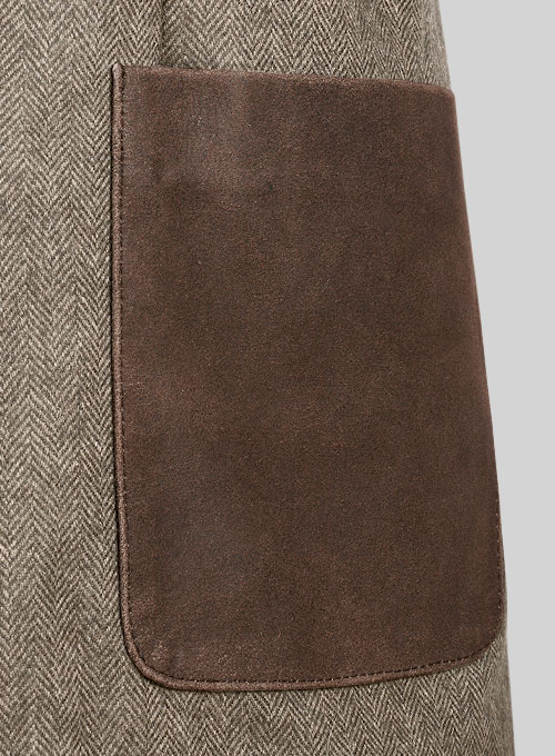 (image for) Vintage Dark Brown Herringbone Tweed Leather Combo Blazer # 652 - Click Image to Close