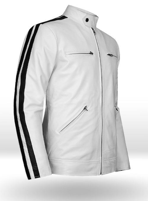 (image for) White Leather Jacket Sportsman Stripe - Click Image to Close