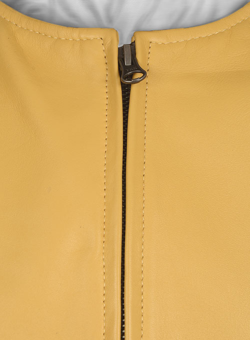 (image for) Yellow Leather Fighter T-Shirt Jacket - Click Image to Close