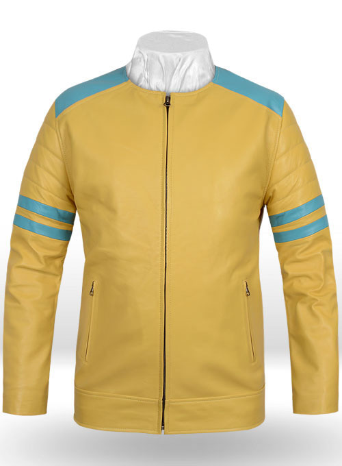 (image for) Yellow Leather Fighter T-Shirt Jacket