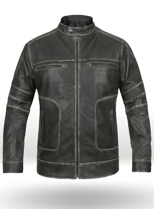 (image for) Zen Rubbed Charcoal Leather Jacket - Click Image to Close