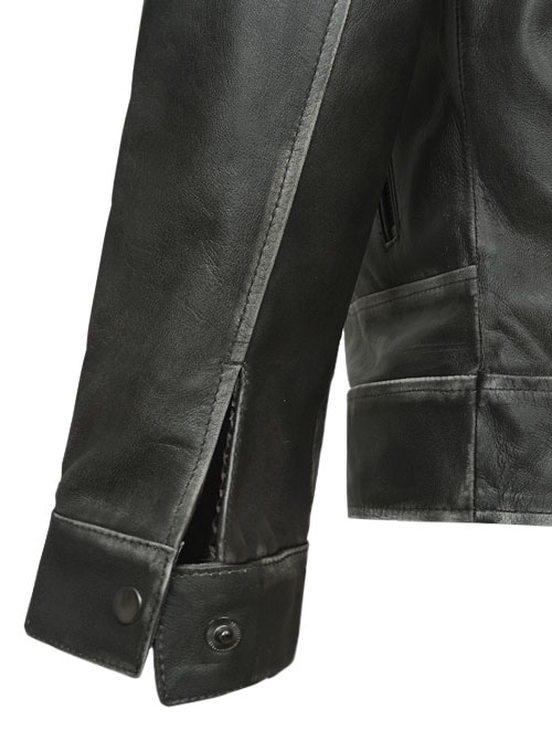 (image for) Zen Rubbed Charcoal Leather Jacket - Click Image to Close