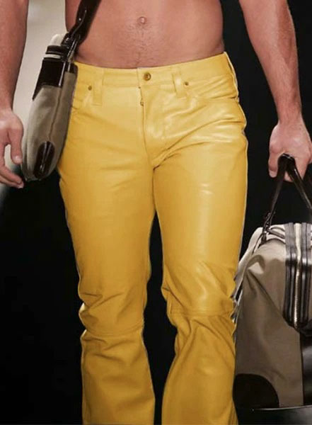 (image for) Yellow Leather Jeans - Click Image to Close