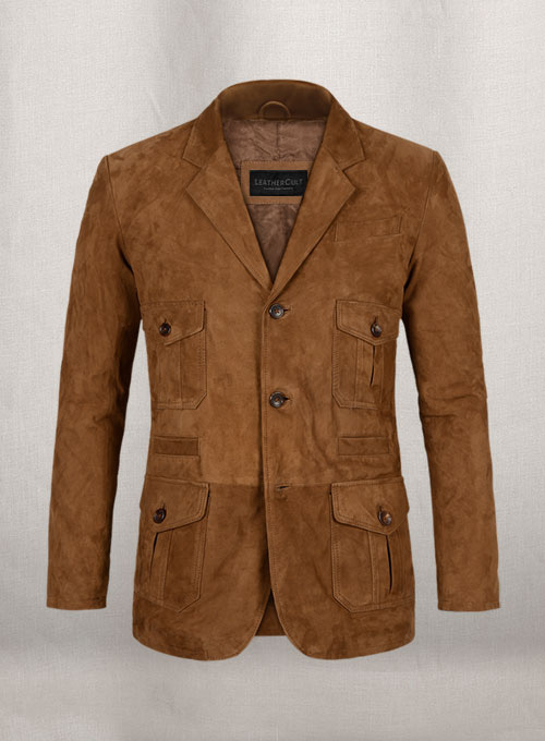 (image for) Soft Caramel Brown Suede Leather Blazer - #712 - Click Image to Close