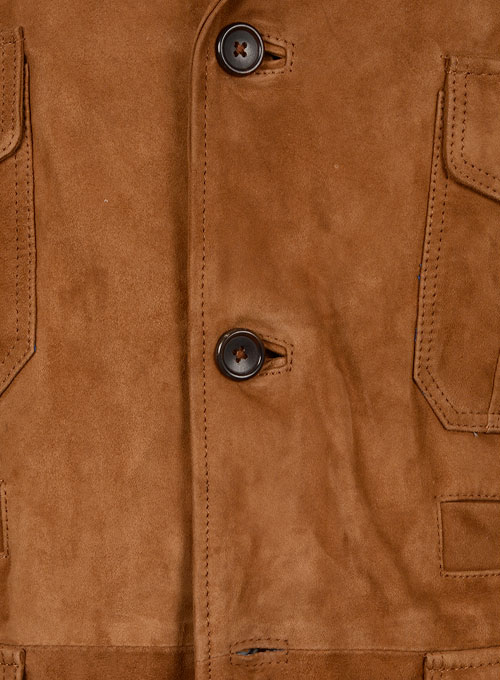 (image for) Soft Caramel Brown Suede Leather Blazer - #712 - Click Image to Close