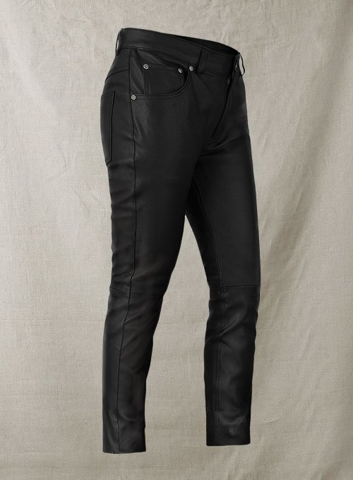 (image for) Black Stretch Leather Jeans