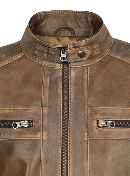 (image for) Rubbed Espanol Timber Brown Leather Jacket # 653 - Click Image to Close