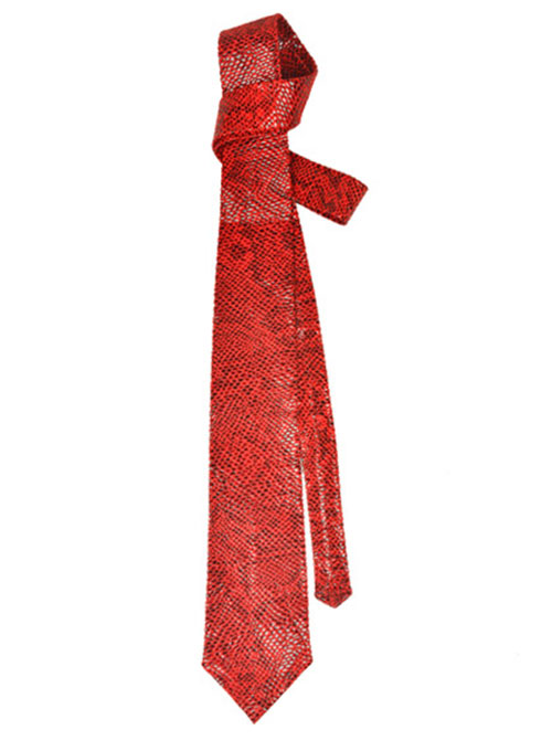 (image for) Shiny Red Python Leather Tie - Click Image to Close