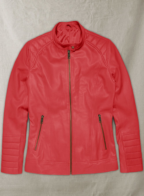 (image for) Soft Tango Red Ellie Leather Jacket - Click Image to Close