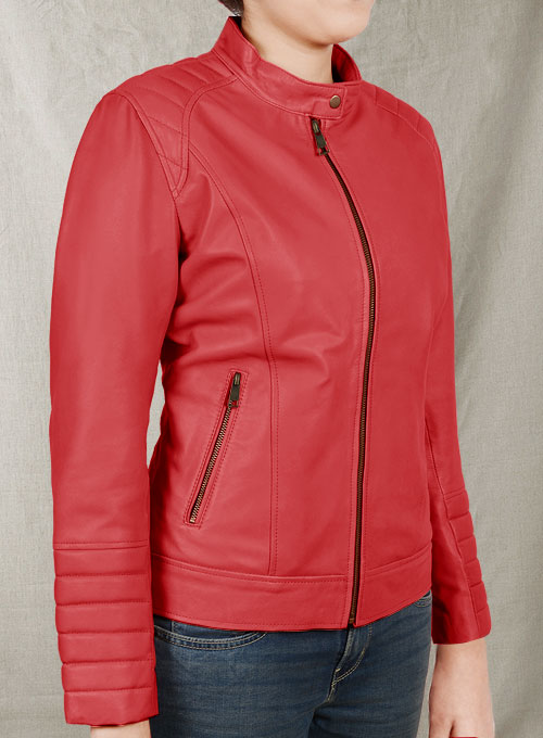 (image for) Soft Tango Red Ellie Leather Jacket - Click Image to Close