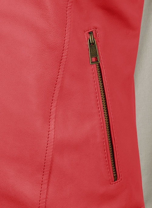 (image for) Soft Tango Red Ellie Leather Jacket - Click Image to Close